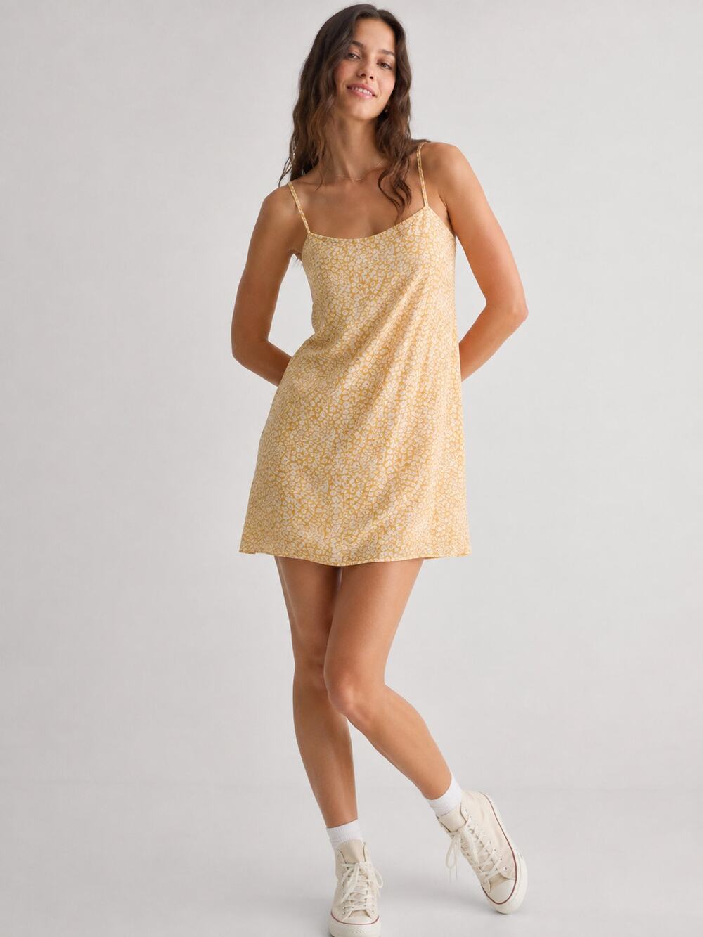 American Eagle Yellow Ditsy Floral Tie Back Mini Dress NWT Size XXL